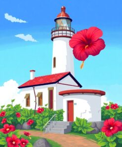Hibiscus Lighthouse Paint Numbers