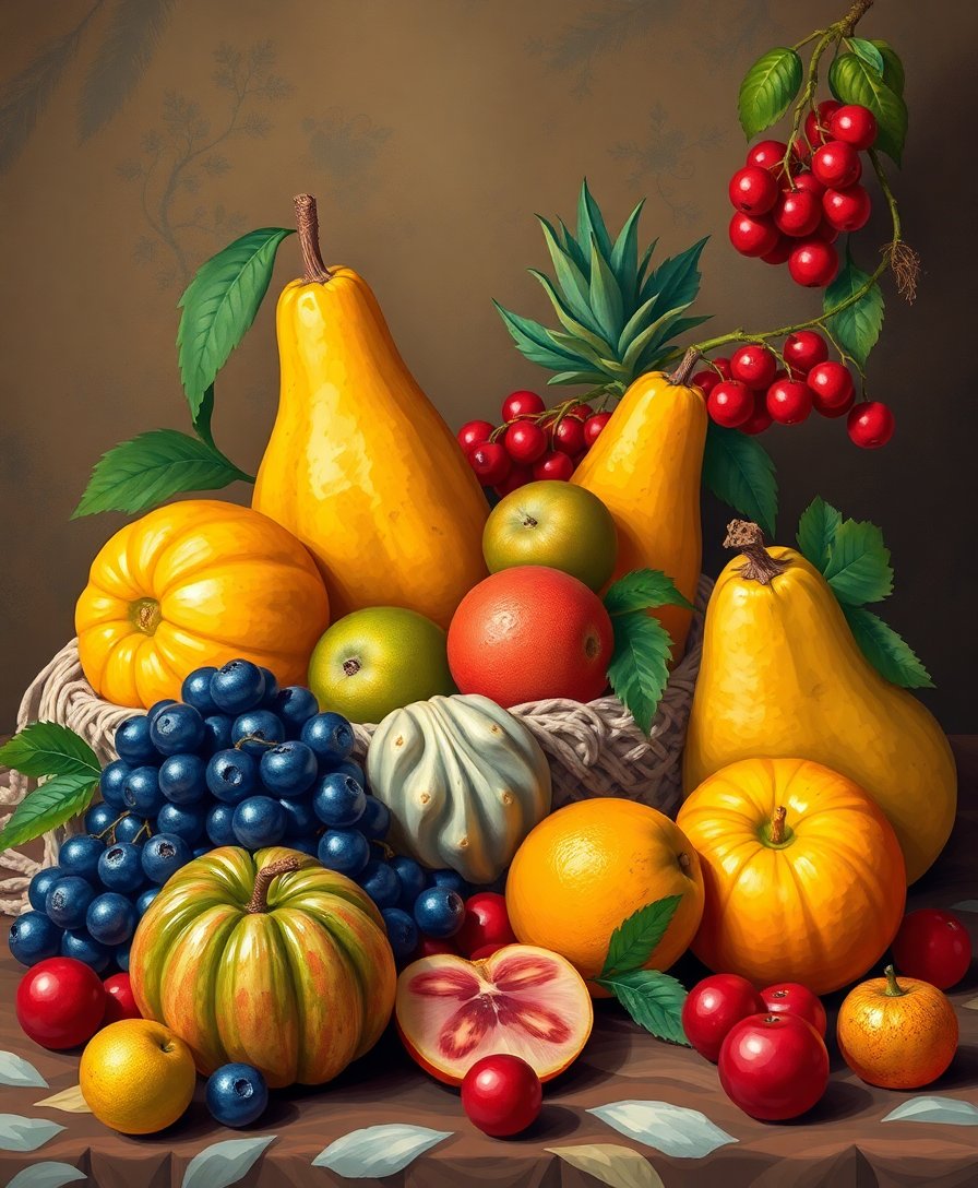 Vintage Himalayan Fruit Offering Paint By Numbers Kit completed