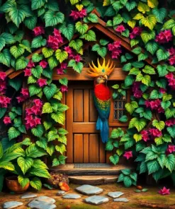 Vintage Hoatzin Vine Hideaway paint by numbers