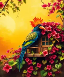 Vintage Hoatzin Vine Hideaway paint by numbers