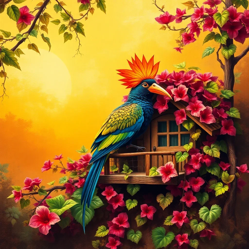 completed artwork display Vintage Hoatzin Vine Hideaway paint by numbers