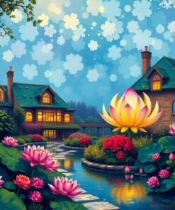 Vintage Impressionist Lotus Estate Paint By Numbers