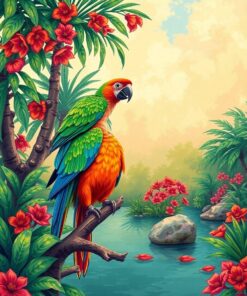 Parrot Oasis Paint Numbers