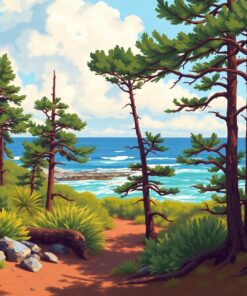 Vintage Impressionist Pine Coast Paint By Numbers
