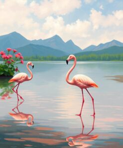 Wading Flamingos Paint Numbers