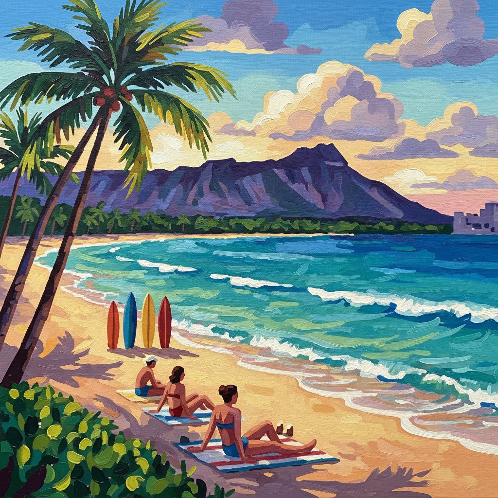 vintage-impressionist-waikiki-shores-paint-by-numbers-kit