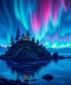 Vintage Island Aurora Glow Paint By Numbers