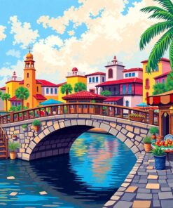 Vintage Island Bridge Bazaar Paint By Numbers