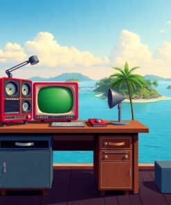 Vintage Island Broadcast Desk Paint By Numbers