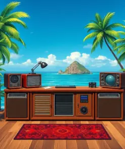 Vintage Island Broadcast Desk Paint By Numbers