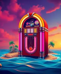 Vintage Island Bubble Jukebox Paint By Numbers