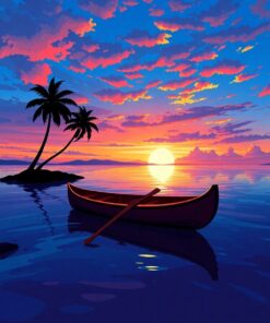 Vintage Island Canoe Dawn Paint By Numbers