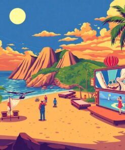 Vintage Island Cinema Poster Paint By Numbers