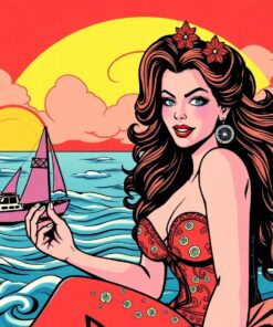 Vintage Island Comic Siren Paint By Numbers