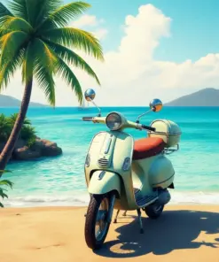 Vintage Island Scooter Romance Paint By Numbers