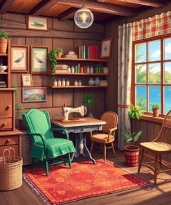 Vintage Island Sewing Room Paint By Numbers