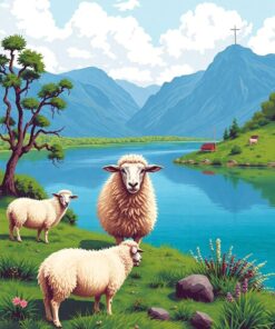 Sheep Oasis Paint Numbers