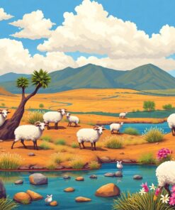 Vintage Island Sheep Oasis Paint By Numbers