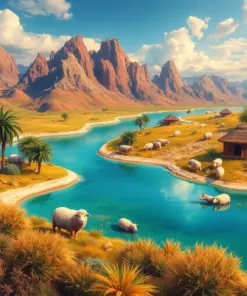 Vintage Island Sheep Oasis Paint By Numbers