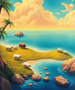 Vintage Island Sheep Oasis Paint By Numbers