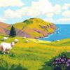 Vintage Island Sheep Pasture Paint By Numbers