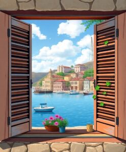 Vintage Island Shutter View Paint By Numbers