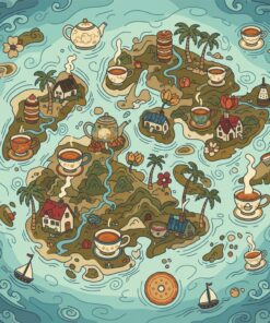 Vintage Island Tea Map Paint By Numbers