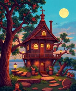 Treehouse Dusk Paint Numbers