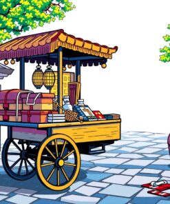 Vintage Japanese Merchant Cart Paint By Numbers