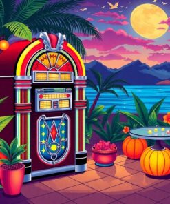 Vintage Jukebox Tropical Evening Paint By Numbers