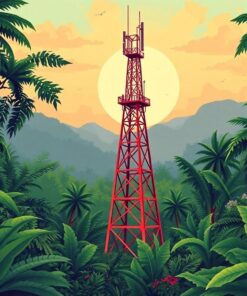 Vintage Jungle Broadcast Tower Paint By Numbers