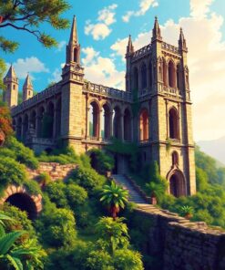 Vintage Jungle Cathedral Ruins Paint By Numbers