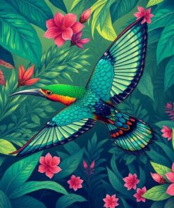 Vintage Jungle Emerald Flight Paint By Numbers