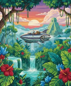 Vintage Jungle Hover Skiff Paint By Numbers