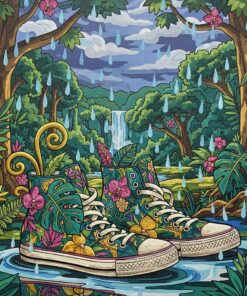 Vintage Jungle Rain Sneakers Paint By Numbers