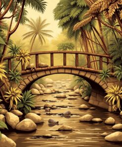 Vintage Jungle Stream Bridge Paint By Numbers