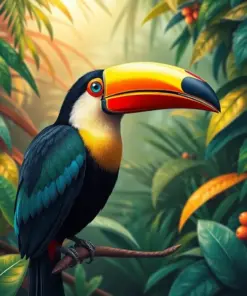 Vintage Jungle Toucan Paint by Numbers