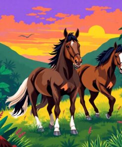 Vintage Jungle Trail Equines Paint By Numbers