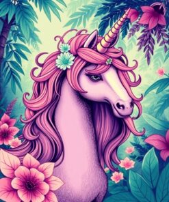 Unicorn Sketch Paint Numbers