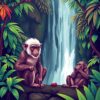 Waterfall Macaques Paint Numbers