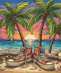 Vintage Kicks Under Palms Paint By Numbers