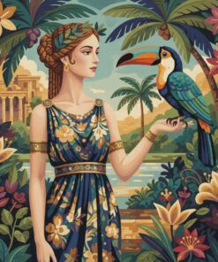 Vintage Lady Exotic Bird Paint By Numbers