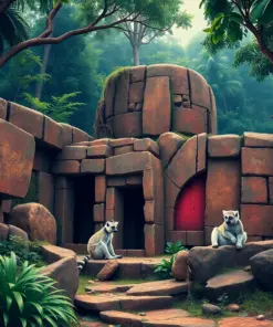 Vintage Lemur Stone Ruins Paint By Numbers