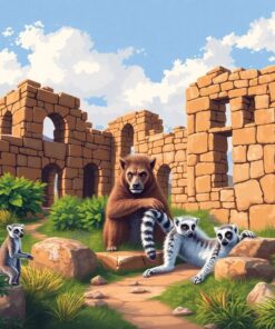 Vintage Lemur Stone Ruins Paint By Numbers