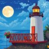 Vintage Lighthouse Balcony Moon Paint By Numbers
