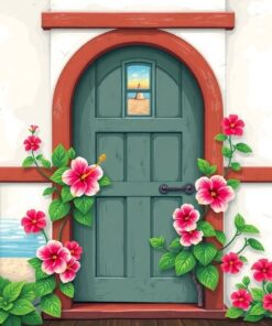 Hibiscus Door Paint Numbers