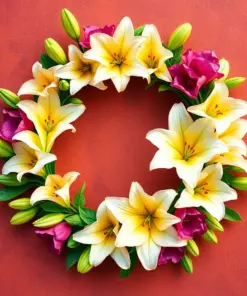 Vintage Lily Spring Wreath Paint By Numbers