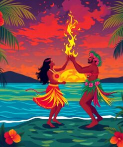 Vintage Luau Fire Dance Paint By Numbers