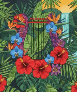 Vintage Lyra Tropical Blooms Paint By Numbers