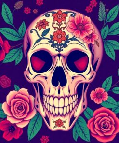 Vintage Macabre Botanical Skull Paint By Numbers
